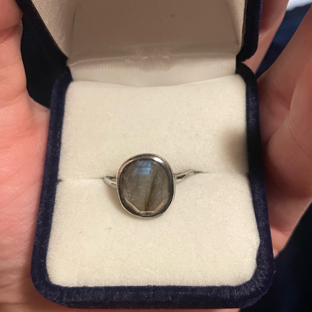 Monica Vinader siren labradorite stacking ring size 7
